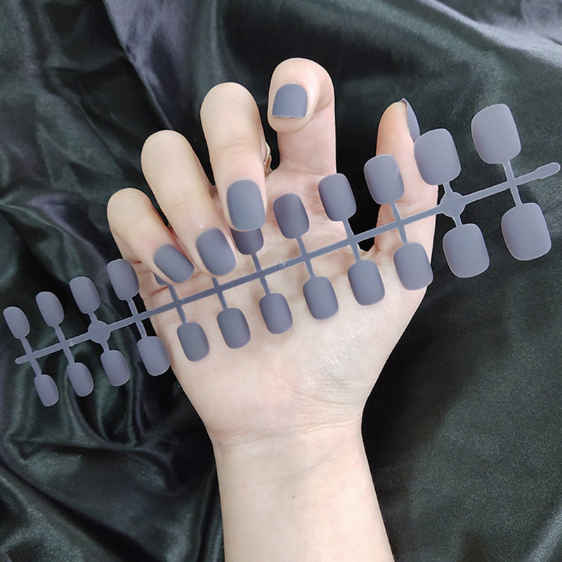 Starry Sky Matte Nails - Short Round Fake Nail Set