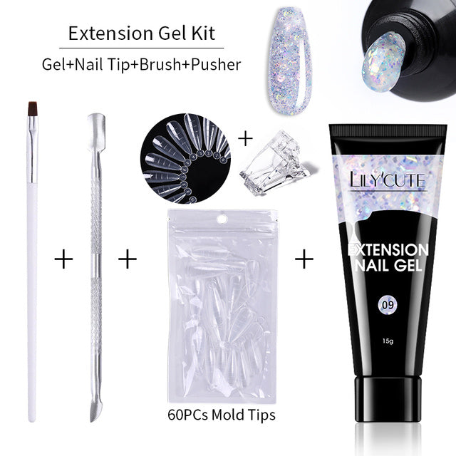 Nail Extension Gel Kit - 15ml Professional Set with Tools