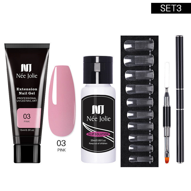 Nail Extension Glue Kit – Phototherapy Gel + Brush + Fake Film