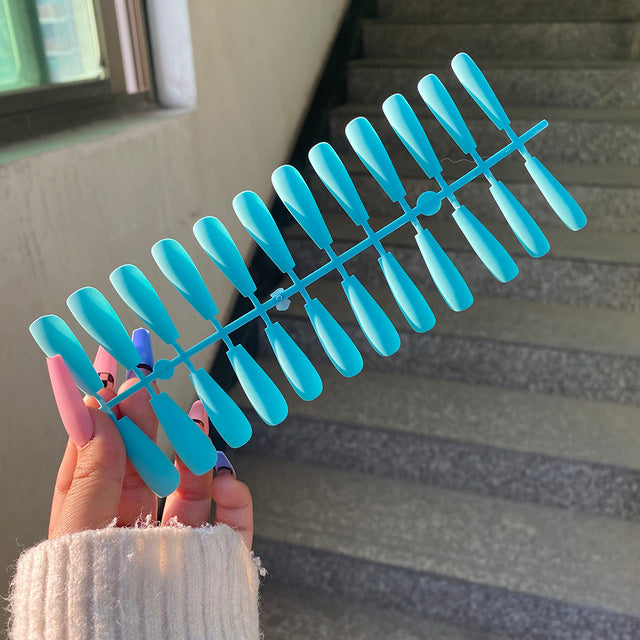 Matte Coffin False Nails - 24pcs Multi-Color Ballet Nail Set