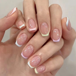 Candy Color Press On Nails - European & French Style Set

