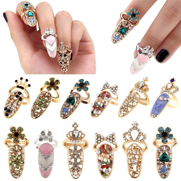 Diamond Nail Covers – Alloy, Silver & Gold European & American Style
