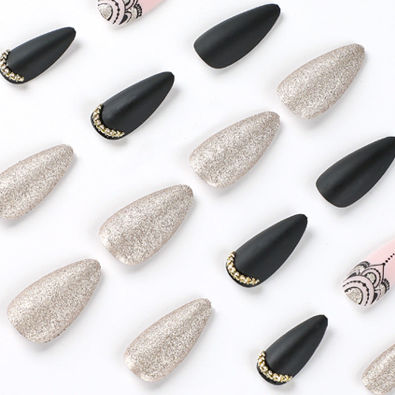 European Style Glitter Nails - Medium Length Drop Tips
