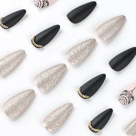 European Style Glitter Nails - Medium Length Drop Tips
