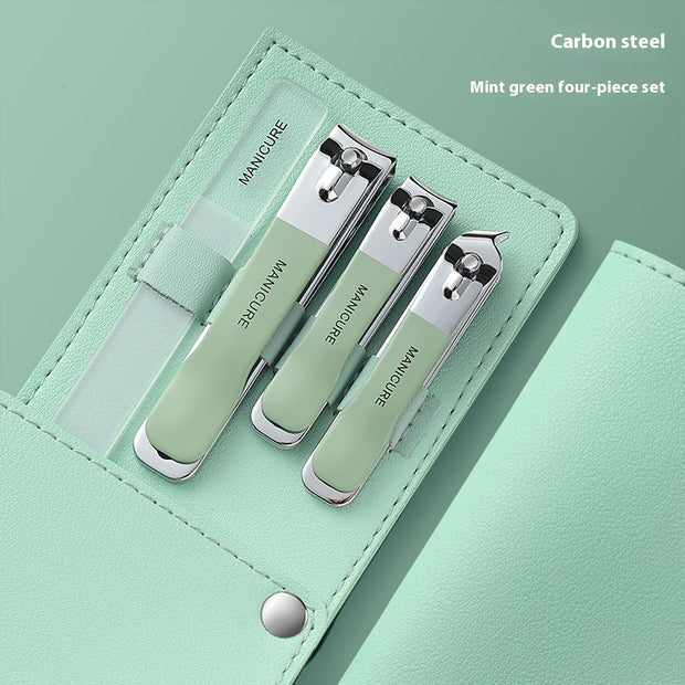 Fashion Nail Clipper 4-Piece Set – Portable Carbon Steel Clippers in Stylish Colors
