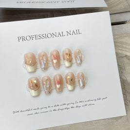 French Sequins Press On Nails - Love Design Detachable Set

