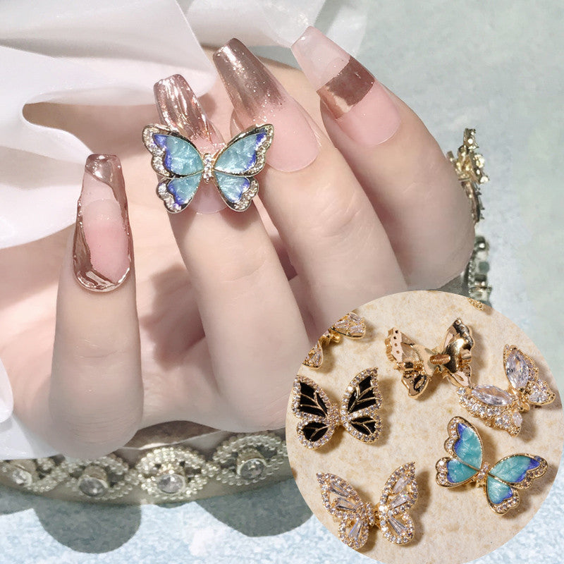 Moving Smart Butterfly Nail Jewelry – Gold & Silver Zircon Nail Sequins
