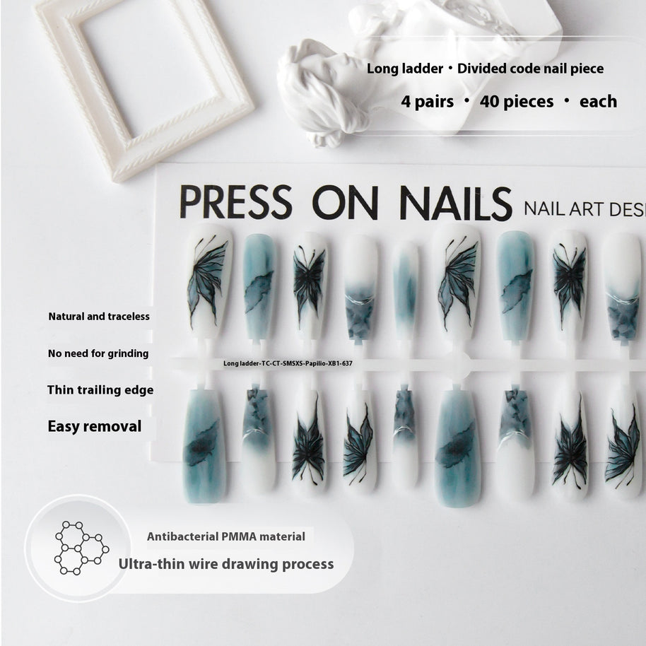 New Chinese Style Nail Tips - Long Ladder Frosted Set
