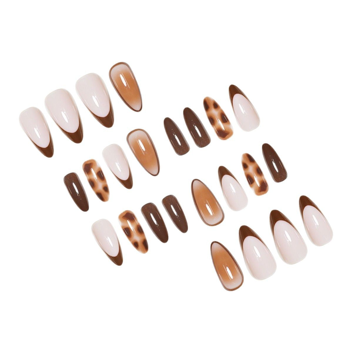 Peach Gradient Almond Nails - Leopard Print Wearable Nail Set