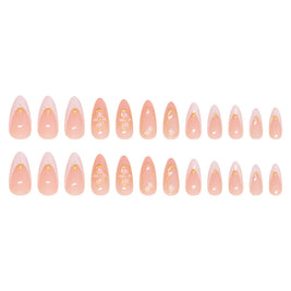 3D Peach Blossom French Nails - Detachable Floral Tips