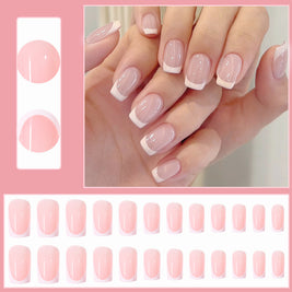 24 Piece Square Press On Nails Pink - Ready to Wear Fake Nail