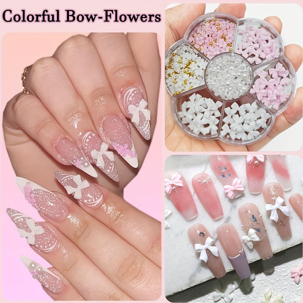 Resin Bow Nail Decorations - Cute Mixed Pearl Ornaments