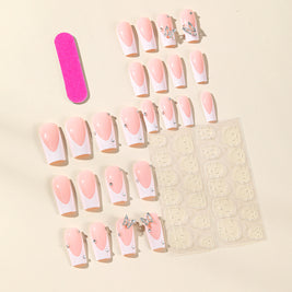 Elegant White French Tips with 3D Butterfly Decor