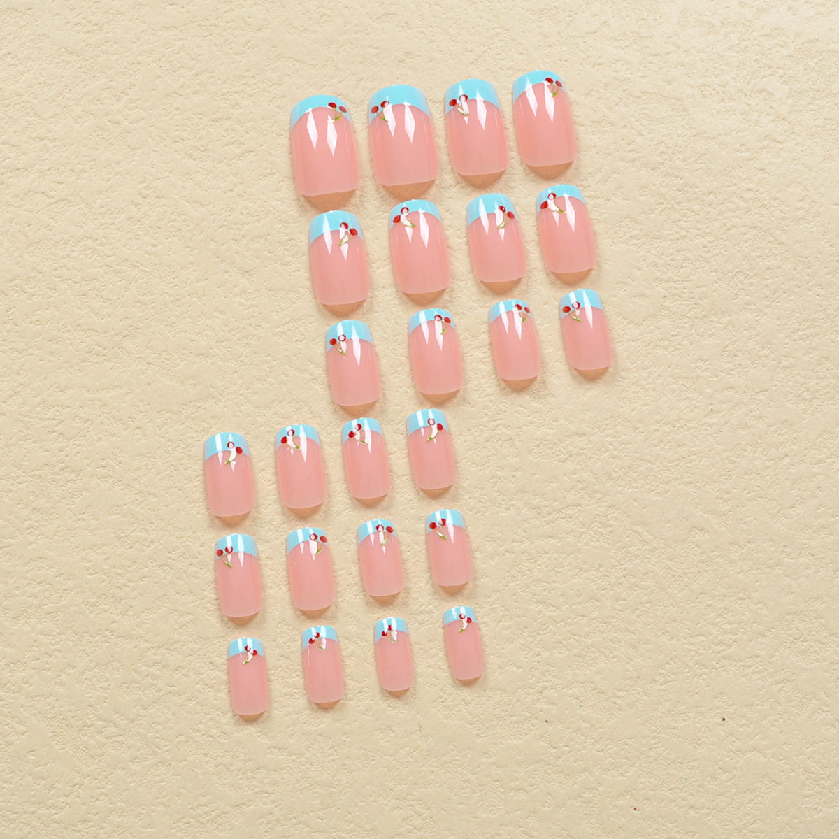 European Square Nail Patches - Light Blue French Style Tips