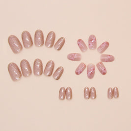 Floral Oval Press On Nails - 24pc Wearable Manicure Set