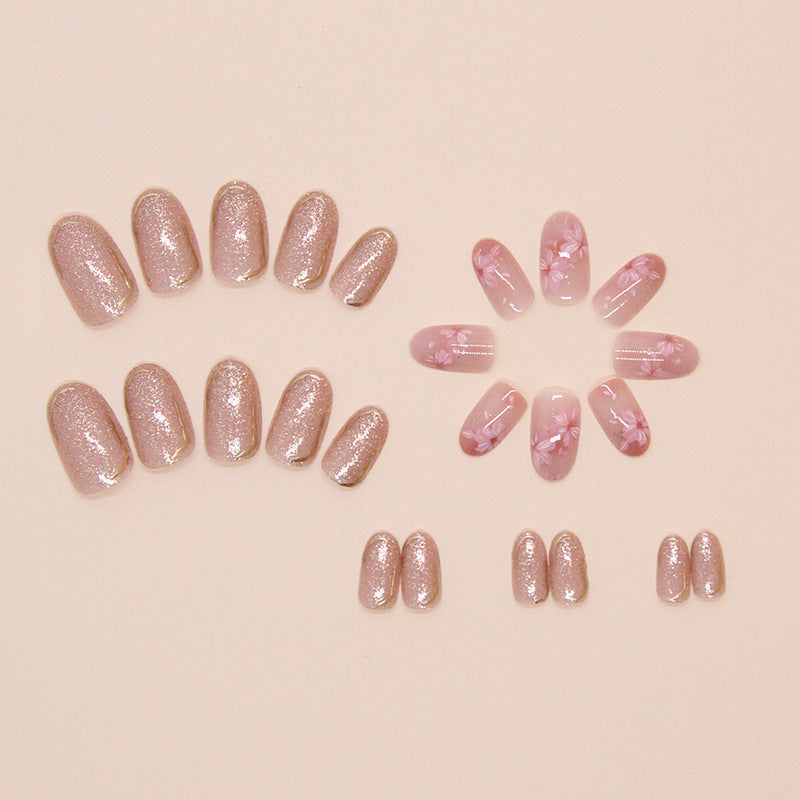 Floral Oval Press On Nails - 24pc Wearable Manicure Set