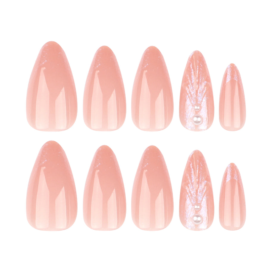 3D Shell Almond Nails - Nude European Style False Nails