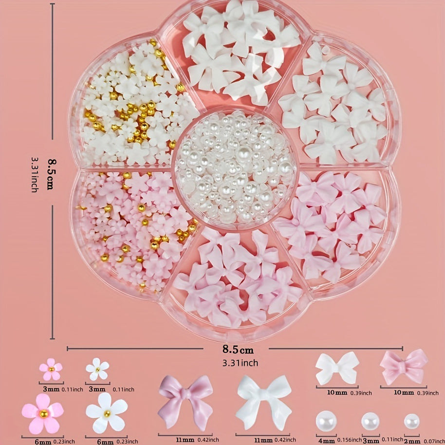 Resin Bow Nail Decorations - Cute Mixed Pearl Ornaments