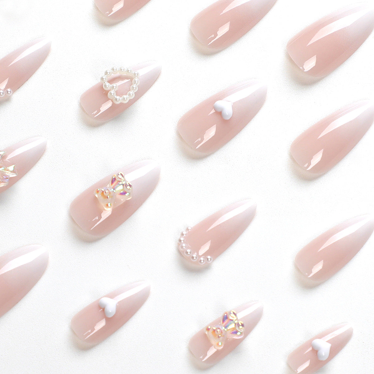 Gradient French Tip Nails - Sweet Love Design 24PC Set