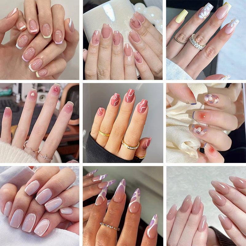 Candy Color Press On Nails - European & French Style Set