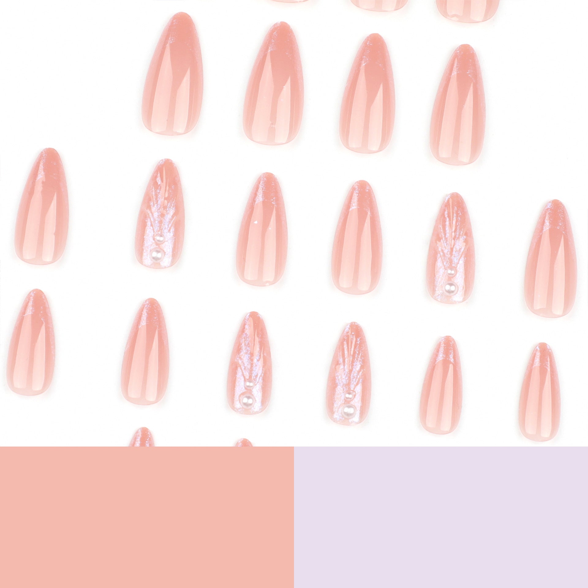 3D Shell Almond Nails - Nude European Style False Nails