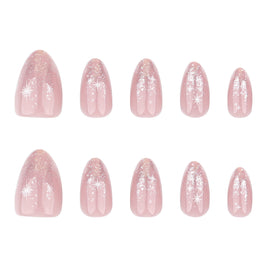 Glitter French Gradient Nails - Almond Short Nail Set