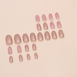 Floral Oval Press On Nails - 24pc Wearable Manicure Set