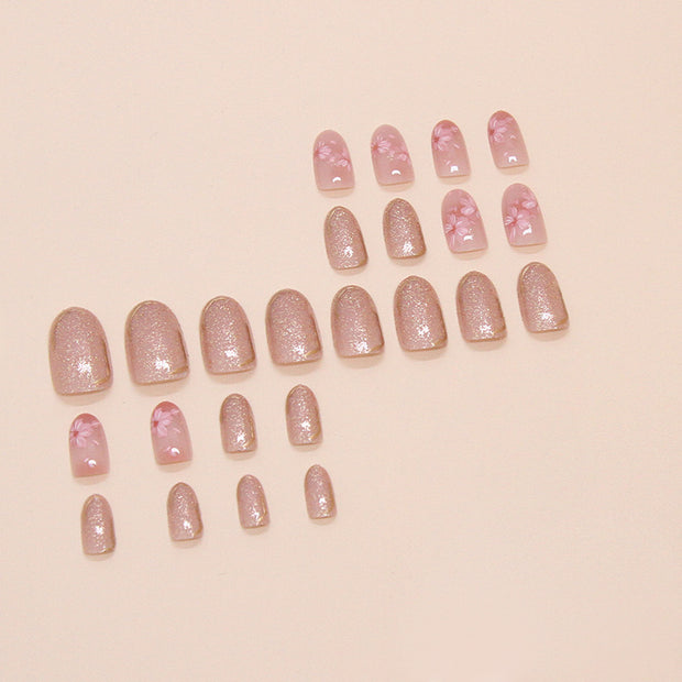 Floral Oval Press On Nails - 24pc Wearable Manicure Set