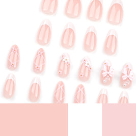 French White Nail Patches - Sweet Bow Accents