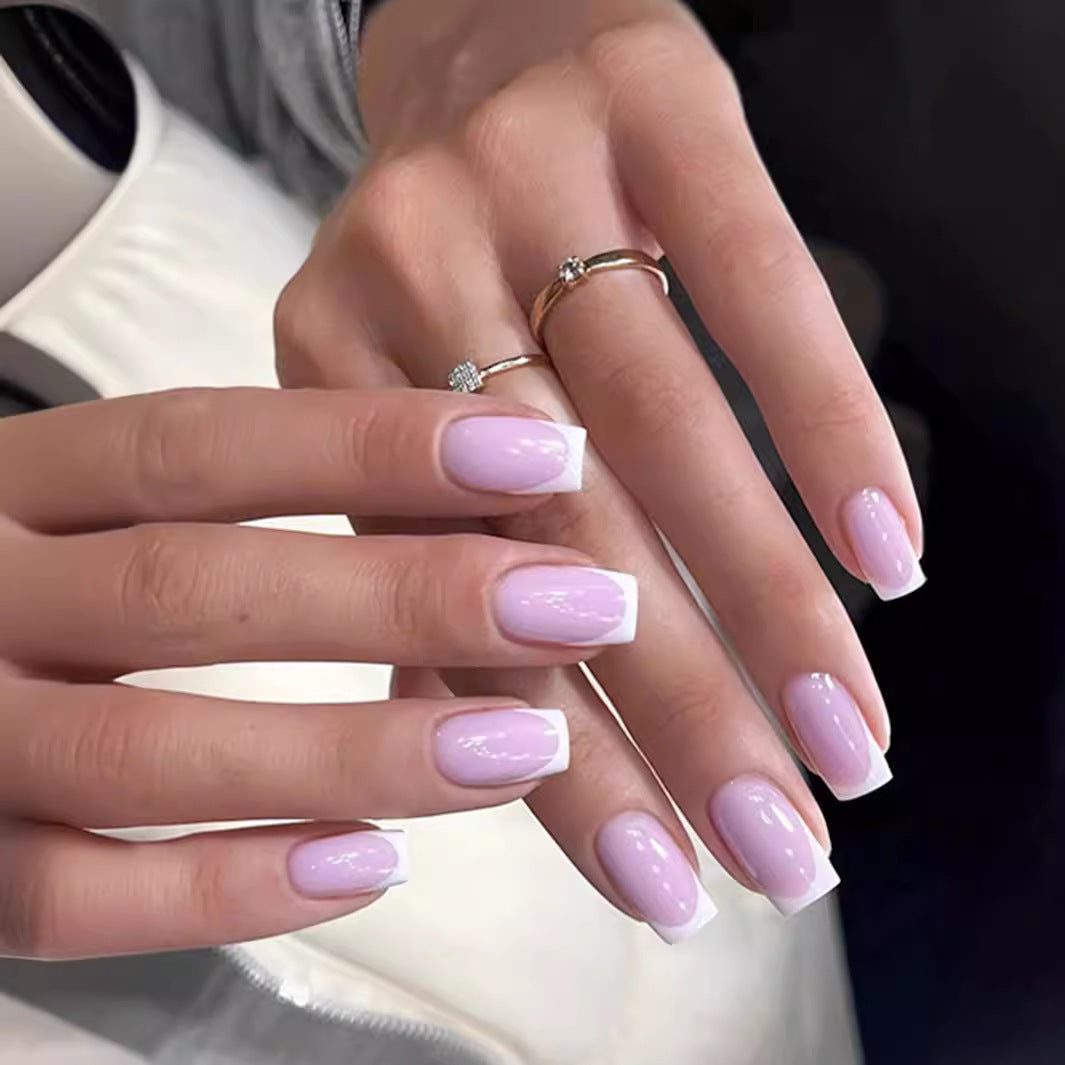 Candy Color Press On Nails - European & French Style Set