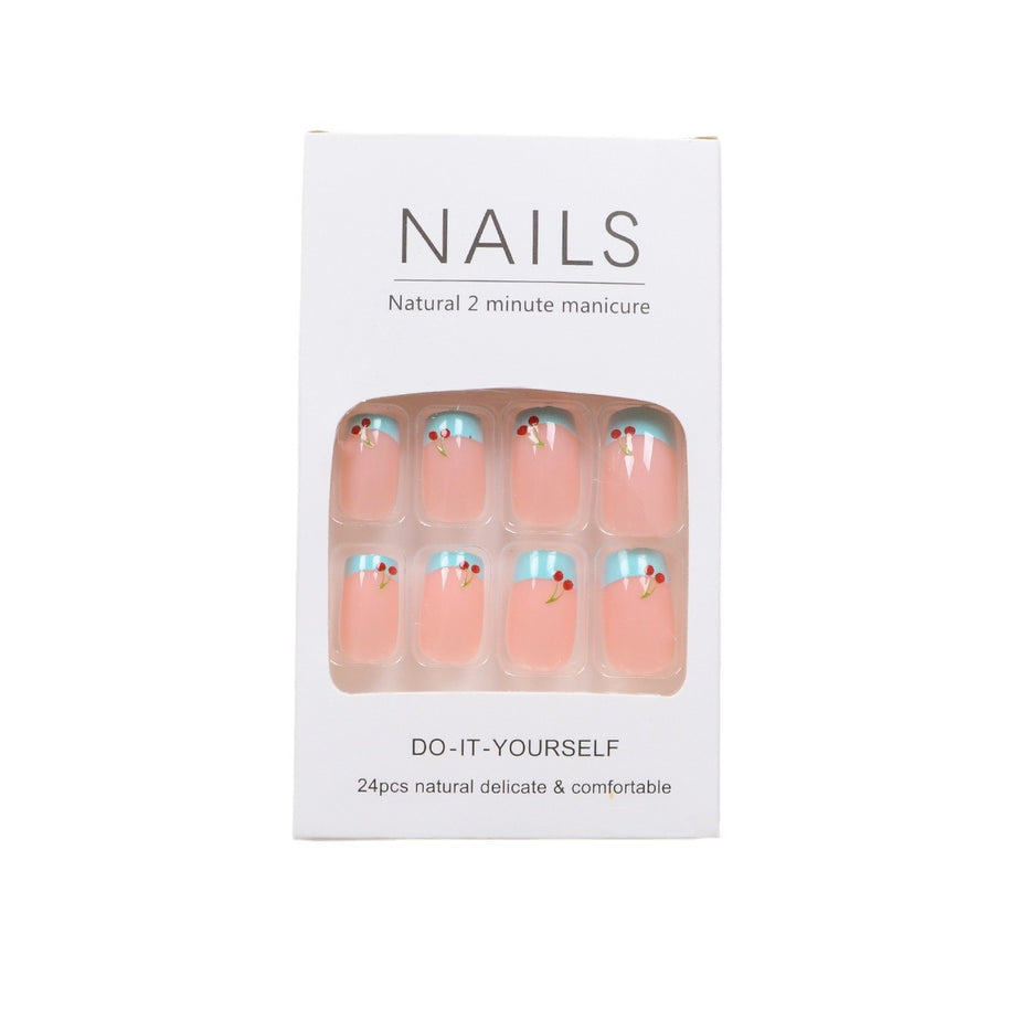 European Square Nail Patches - Light Blue French Style Tips