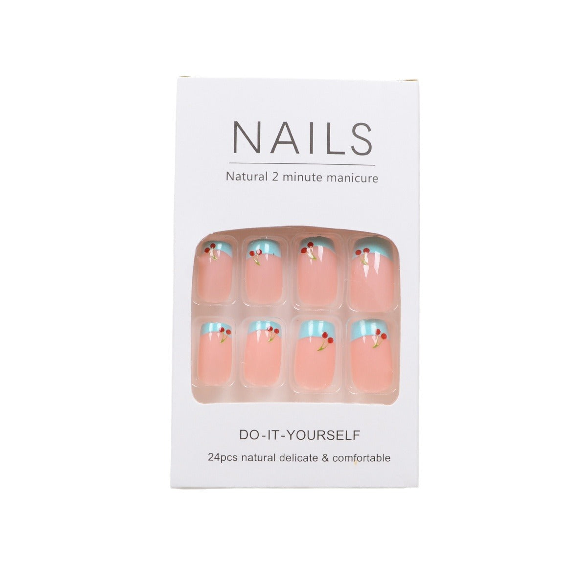 European Square Nail Patches - Light Blue French Style Tips