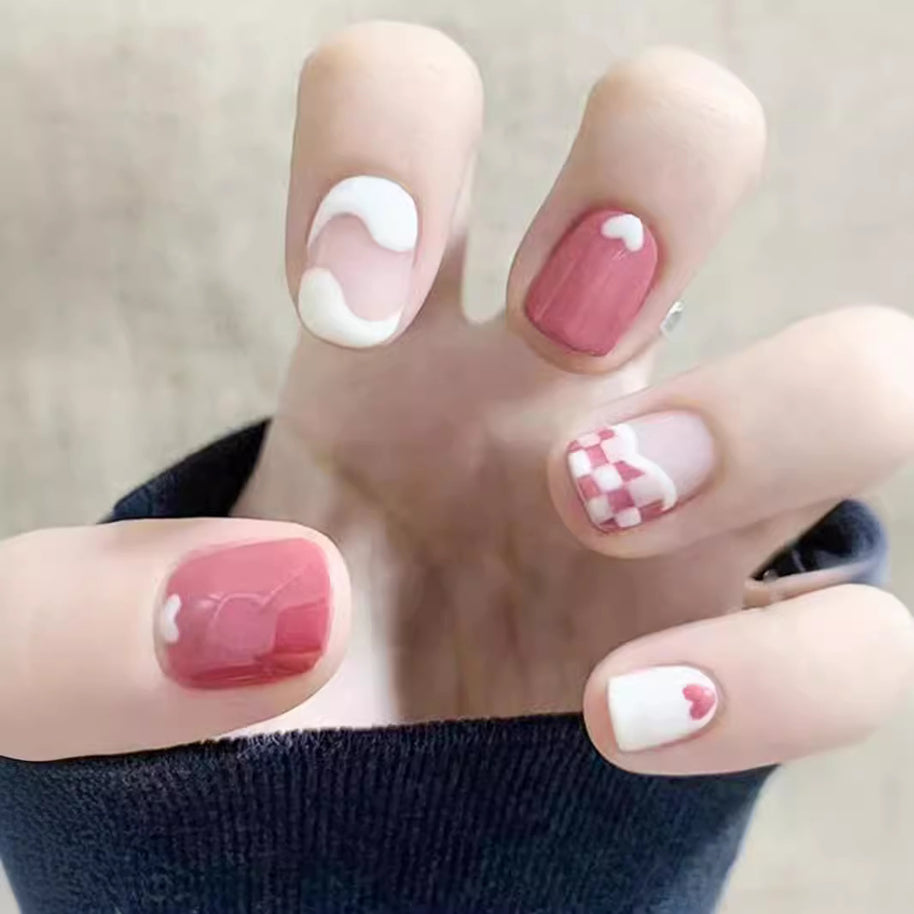Candy Color Press On Nails - European & French Style Set