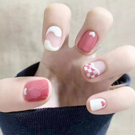Candy Color Press On Nails - European & French Style Set