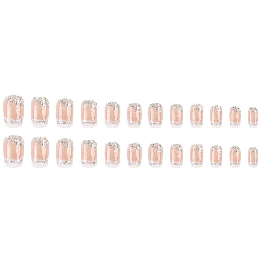 Glitter French Tip Nails - Sweet Starry Night Design