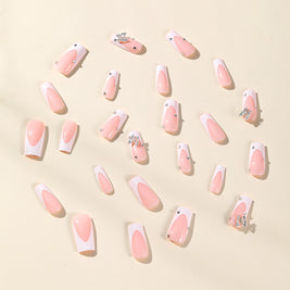 Elegant White French Tips with 3D Butterfly Decor