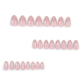 Glitter French Gradient Nails - Almond Short Nail Set