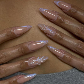 3D Shell Almond Nails - Nude European Style False Nails