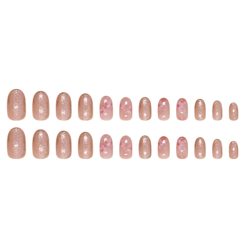 Floral Oval Press On Nails - 24pc Wearable Manicure Set