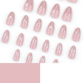 Glitter French Gradient Nails - Almond Short Nail Set
