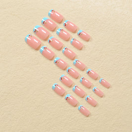 European Square Nail Patches - Light Blue French Style Tips