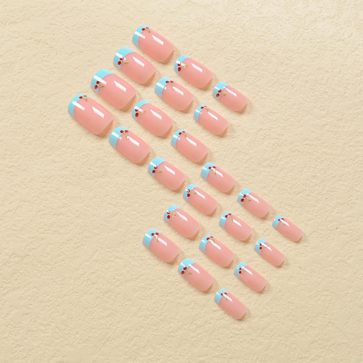 European Square Nail Patches - Light Blue French Style Tips