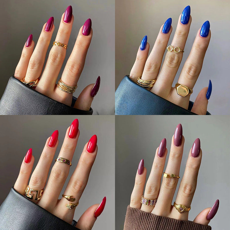 Wear Armor Mid-Length Nails - Solid Color Drop Shape Set