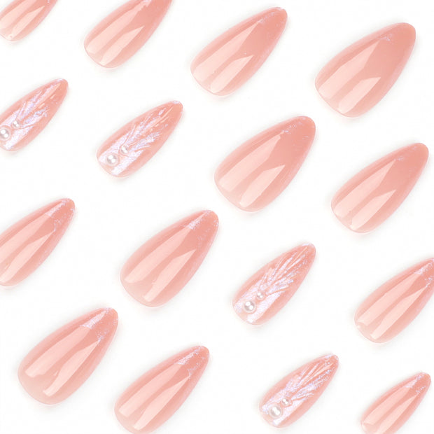 3D Shell Almond Nails - Nude European Style False Nails