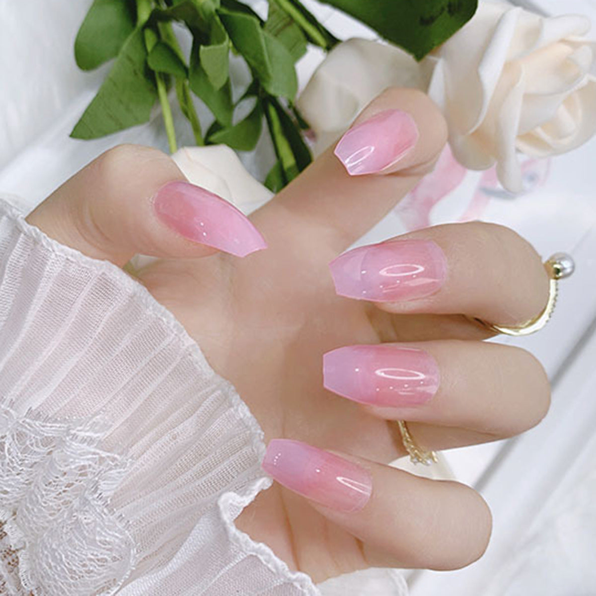 Candy Color Press On Nails - European & French Style Set