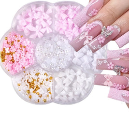 Resin Bow Nail Decorations - Cute Mixed Pearl Ornaments