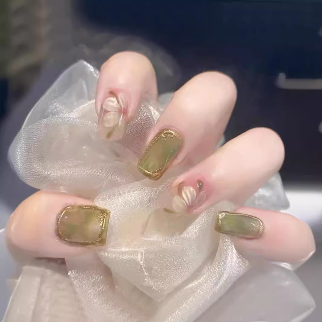 Candy Color Press On Nails - European & French Style Set