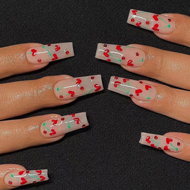 Press-On Love Nails - Glamorous Cherry Red Design