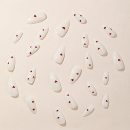 Milky White Almond Nails - Sweet Love Design Press-On Set