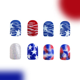 Independence Day Nails - Glitter Red & Blue Combo